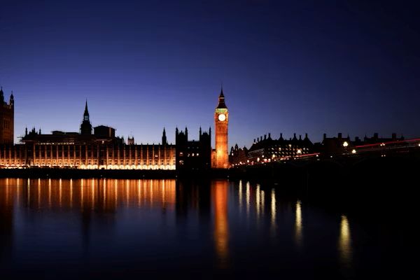 Big Ben and Houses of Parliament bathed in light at night